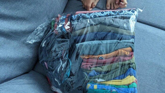 Packed Clothes in a Plastic Bag 